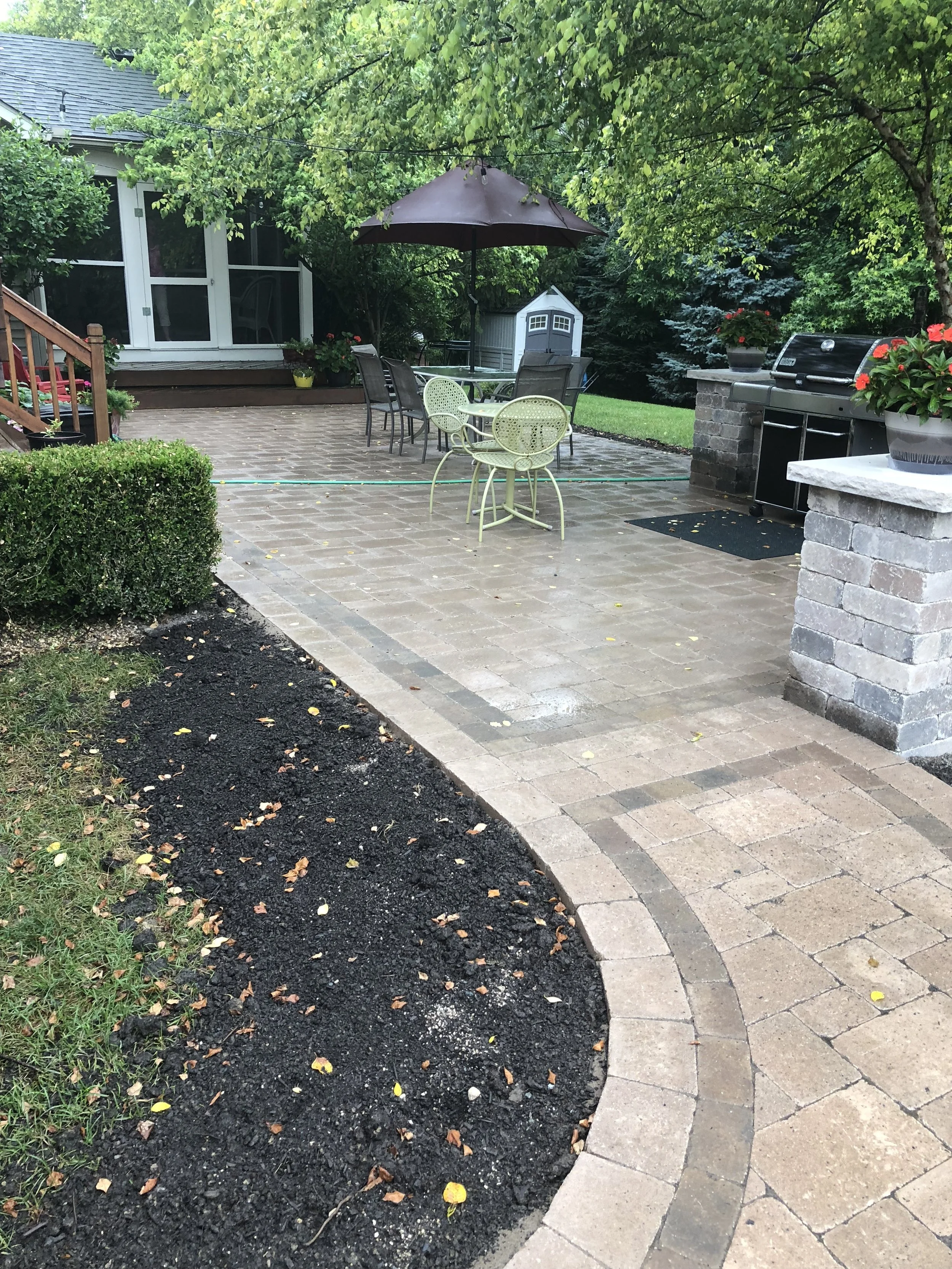 mediterranean style backyard living room on Dematteo S Patios