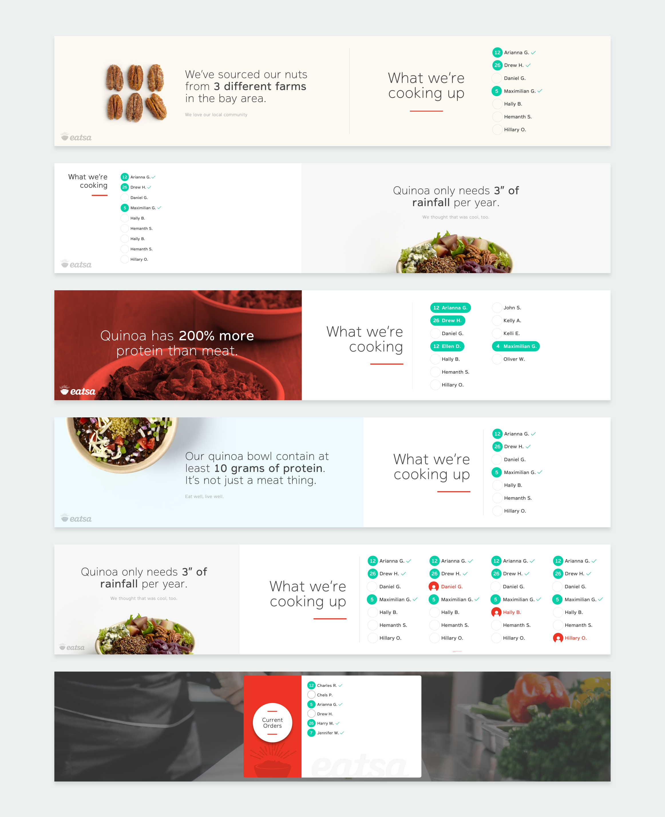 The status board had the ability to display marketing content as well as the customers name and order status. This presented many iA challenges that we worked through with user testing different designs.