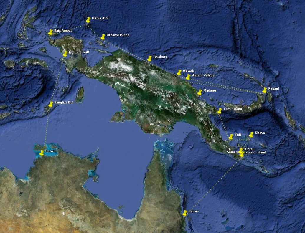 Google earth map showing our 22 day route