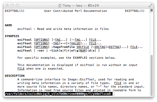 ExifTool Documentation