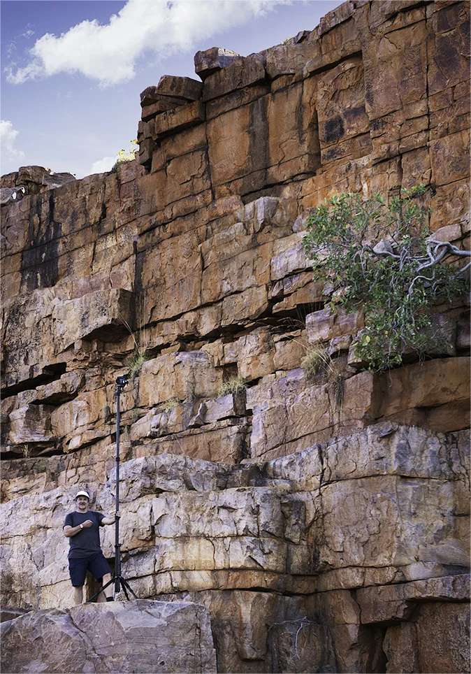 Shooting at the, dry , Bindoola falls using the Nodal Ninja pole system with tripod attachment. 