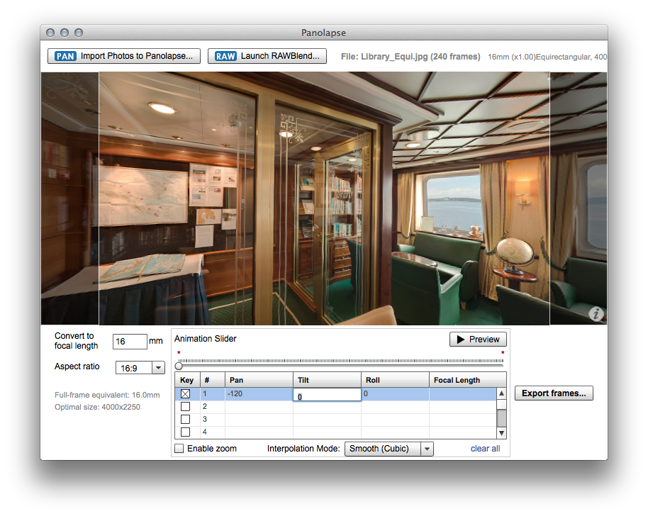 Pan to set the view for the first frame or type in the Pan angle -120