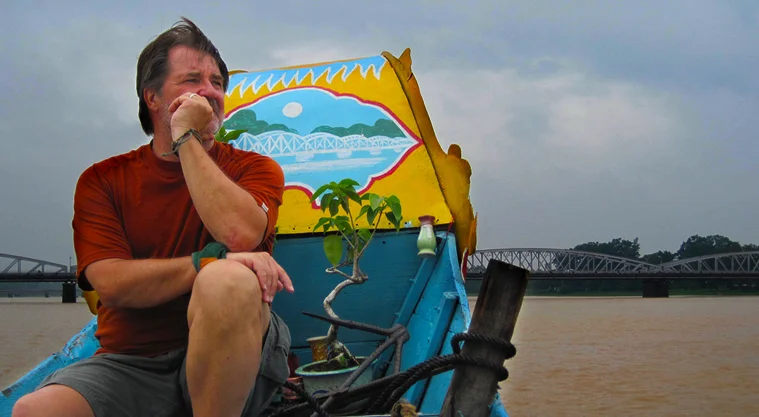 A pensive moment as we motor up the river