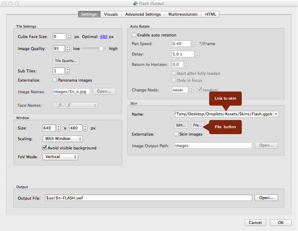 #3 Flash Output Settings Window