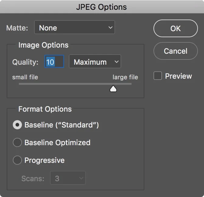 Figure #5 - JPEG Options