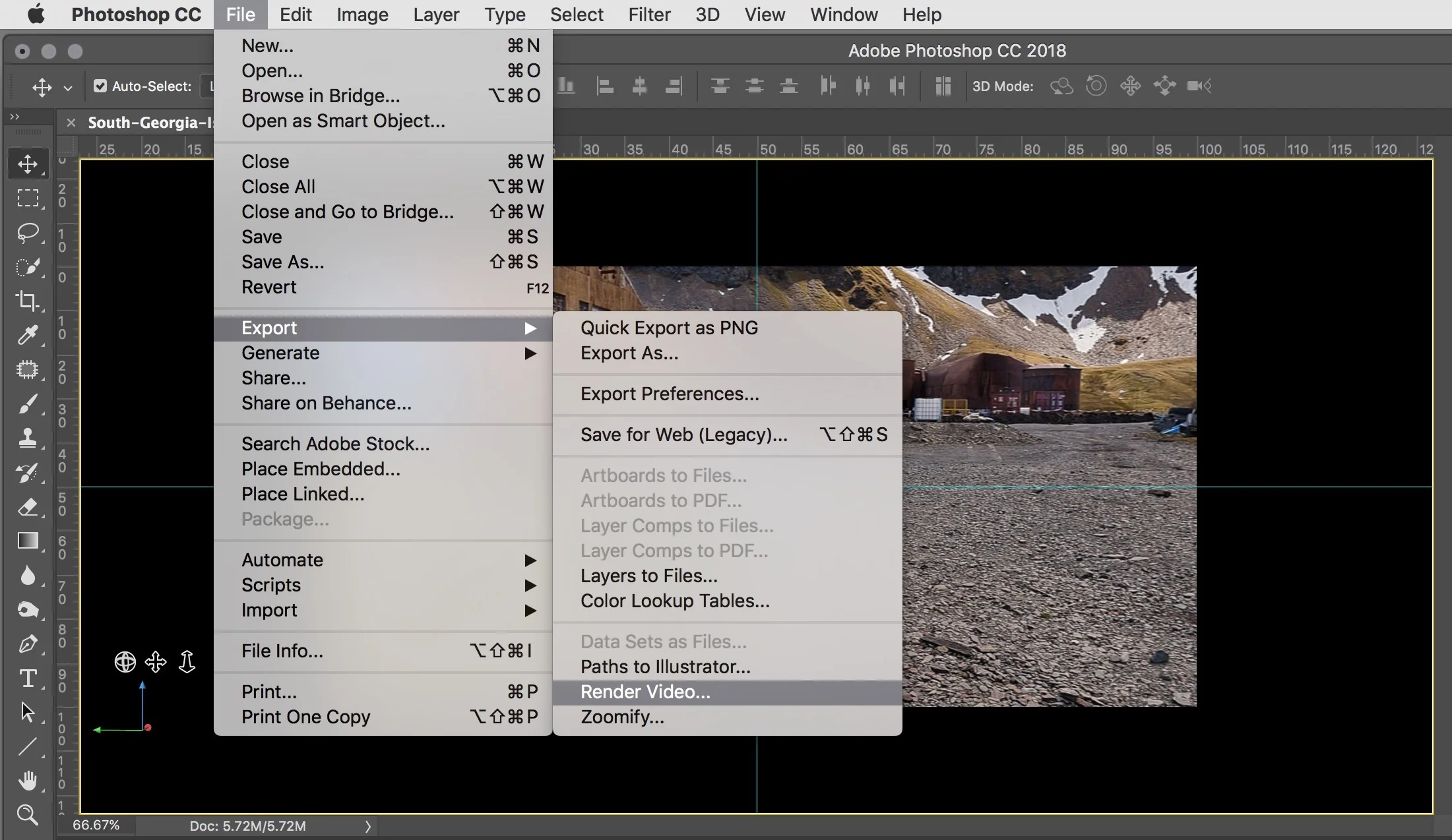 Figure #19 - Export/Render Video...