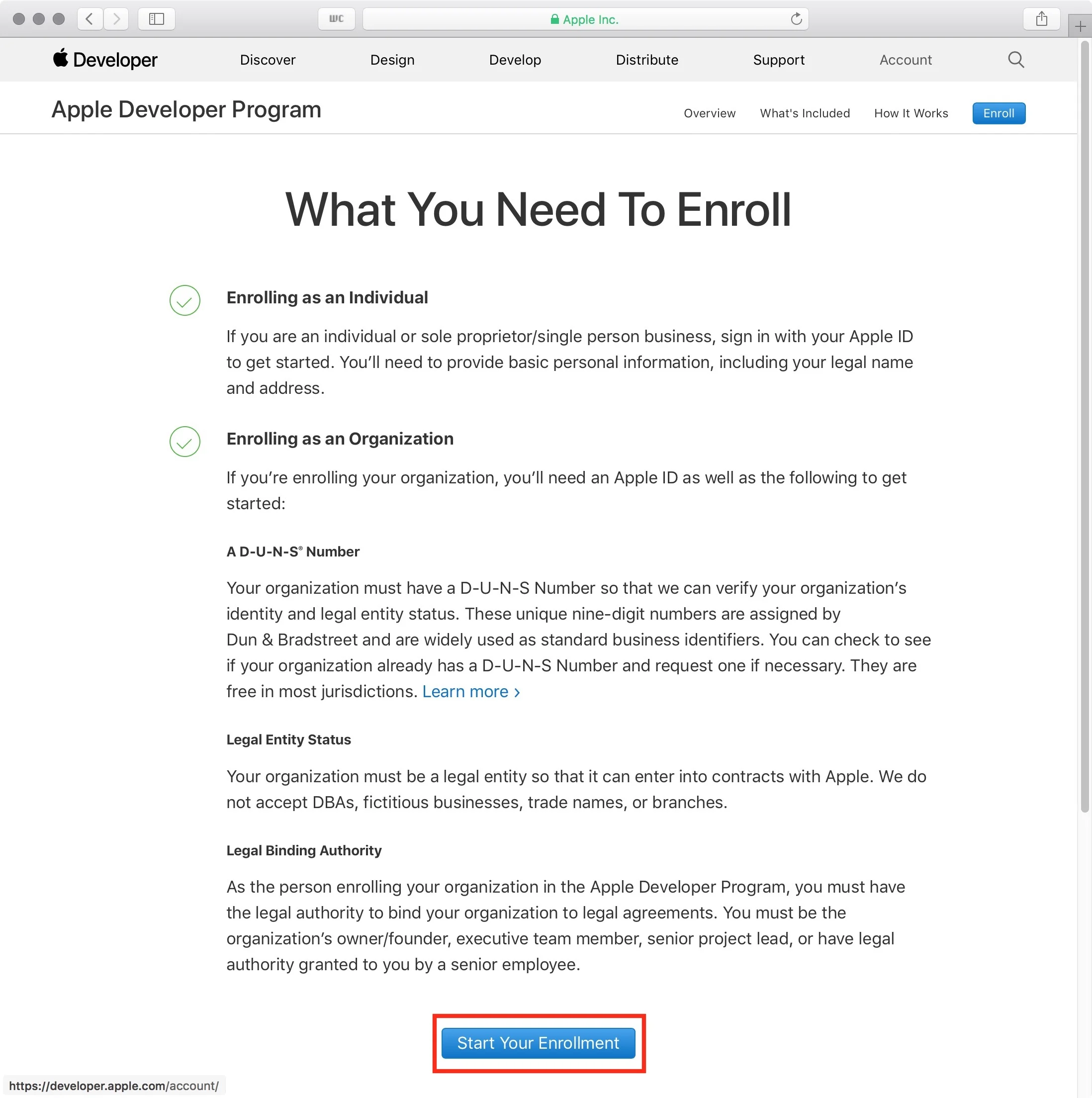 figure #12: Start Enrollment