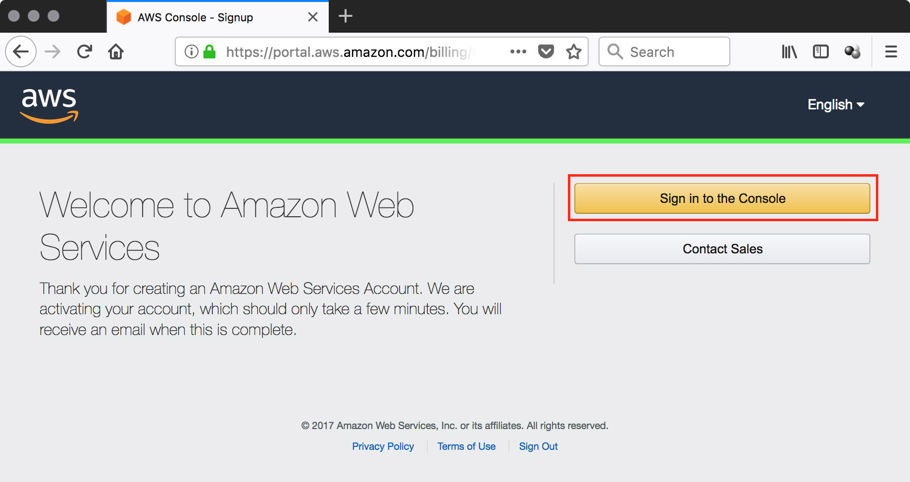 figure #9: Welcome to AWS