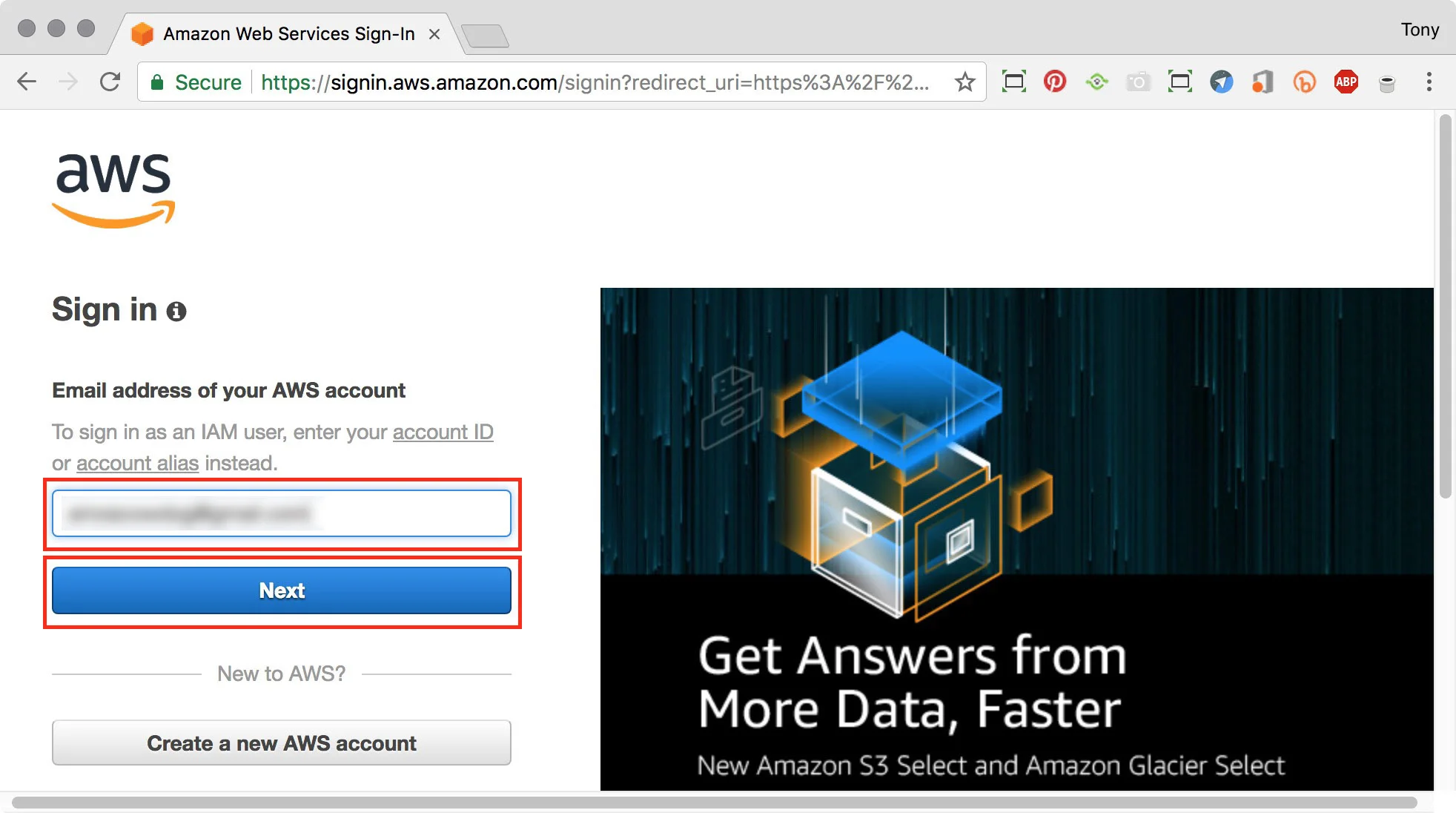 Figure #3: Sign In email address