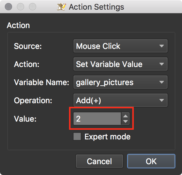 figure #9: New Variable Value for 'gallery_back'