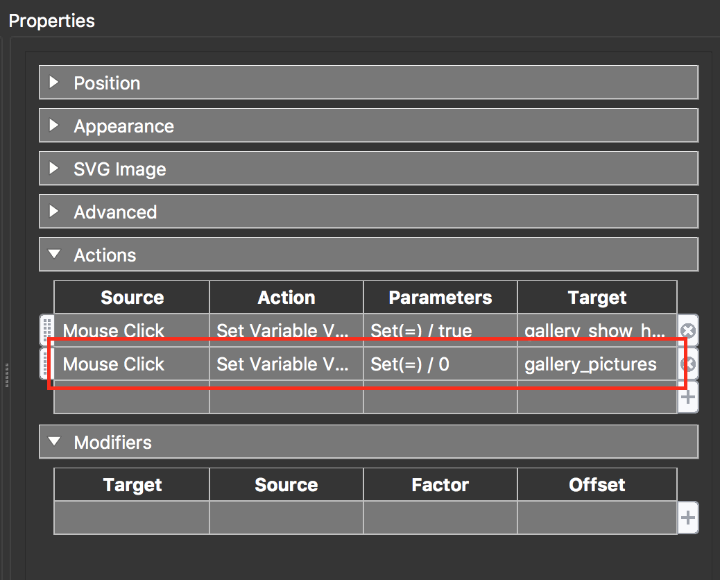 figure #5: New Variable Value for 'gallery_show_hide'