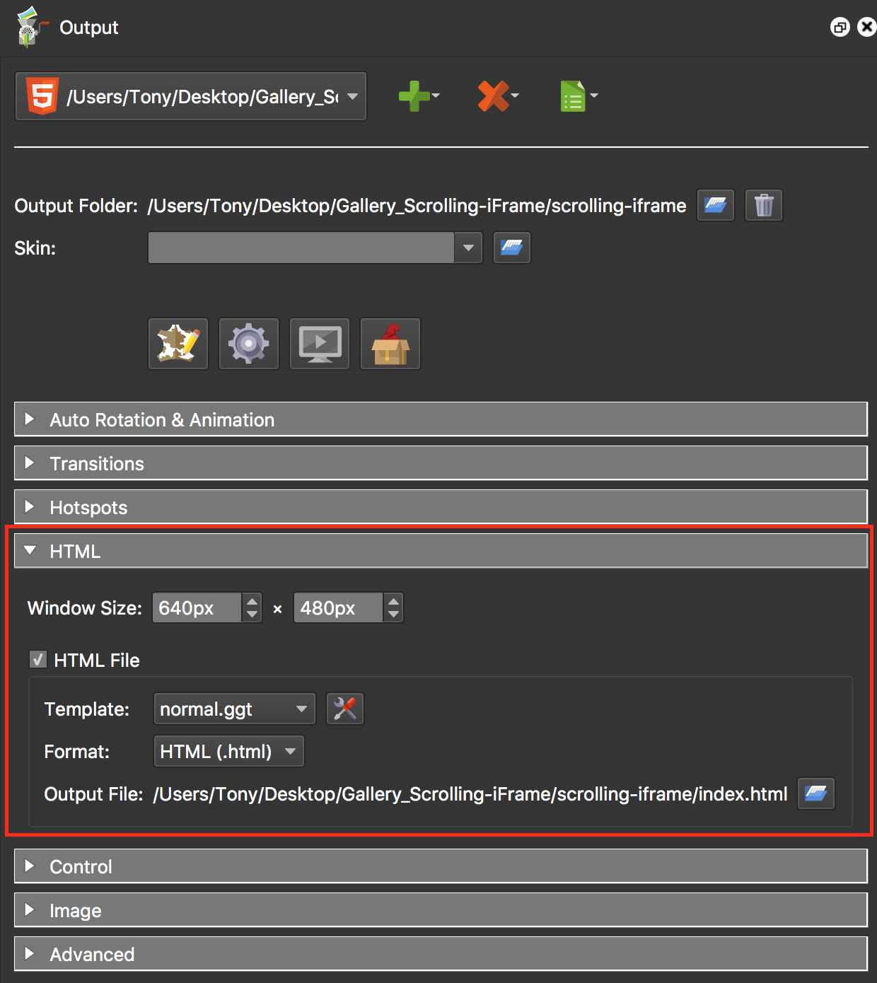 figure #6: HTML Template Options