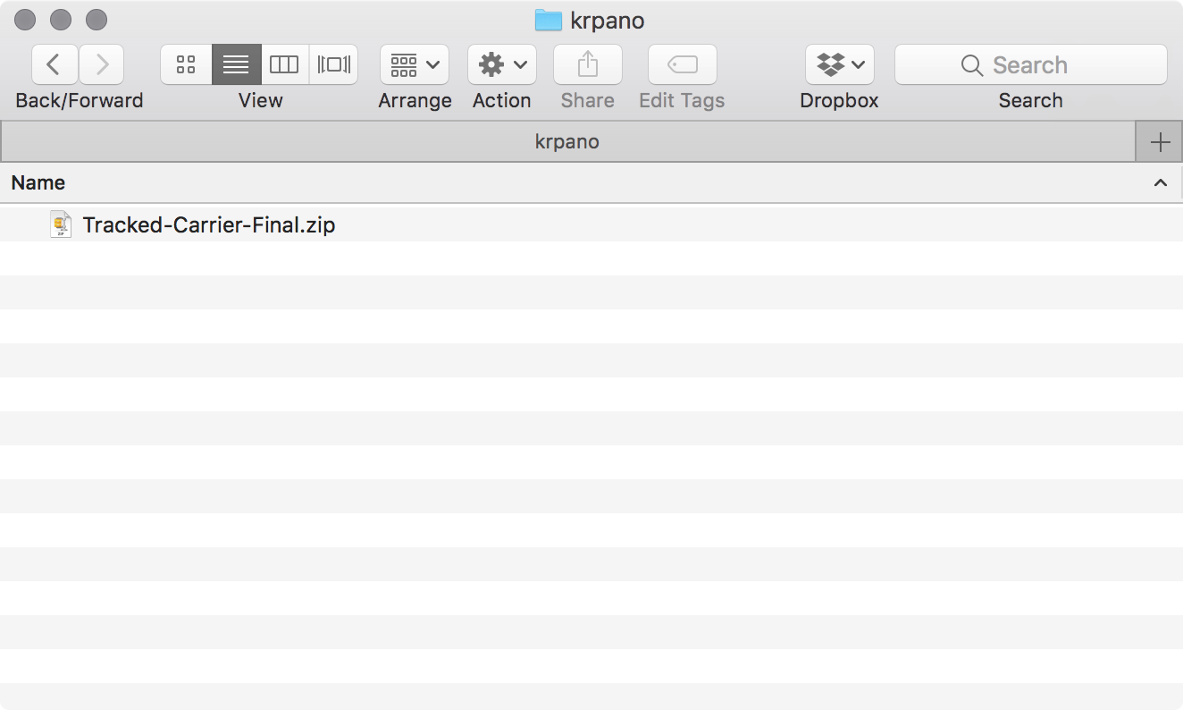 Zip file uploaded to Dropbox