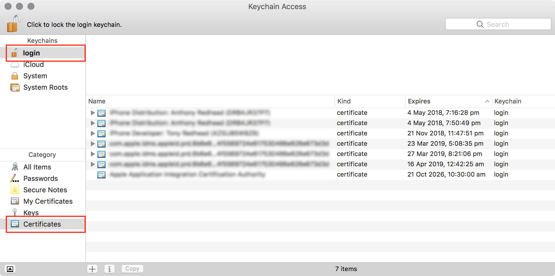 figure #8: Keychain Application