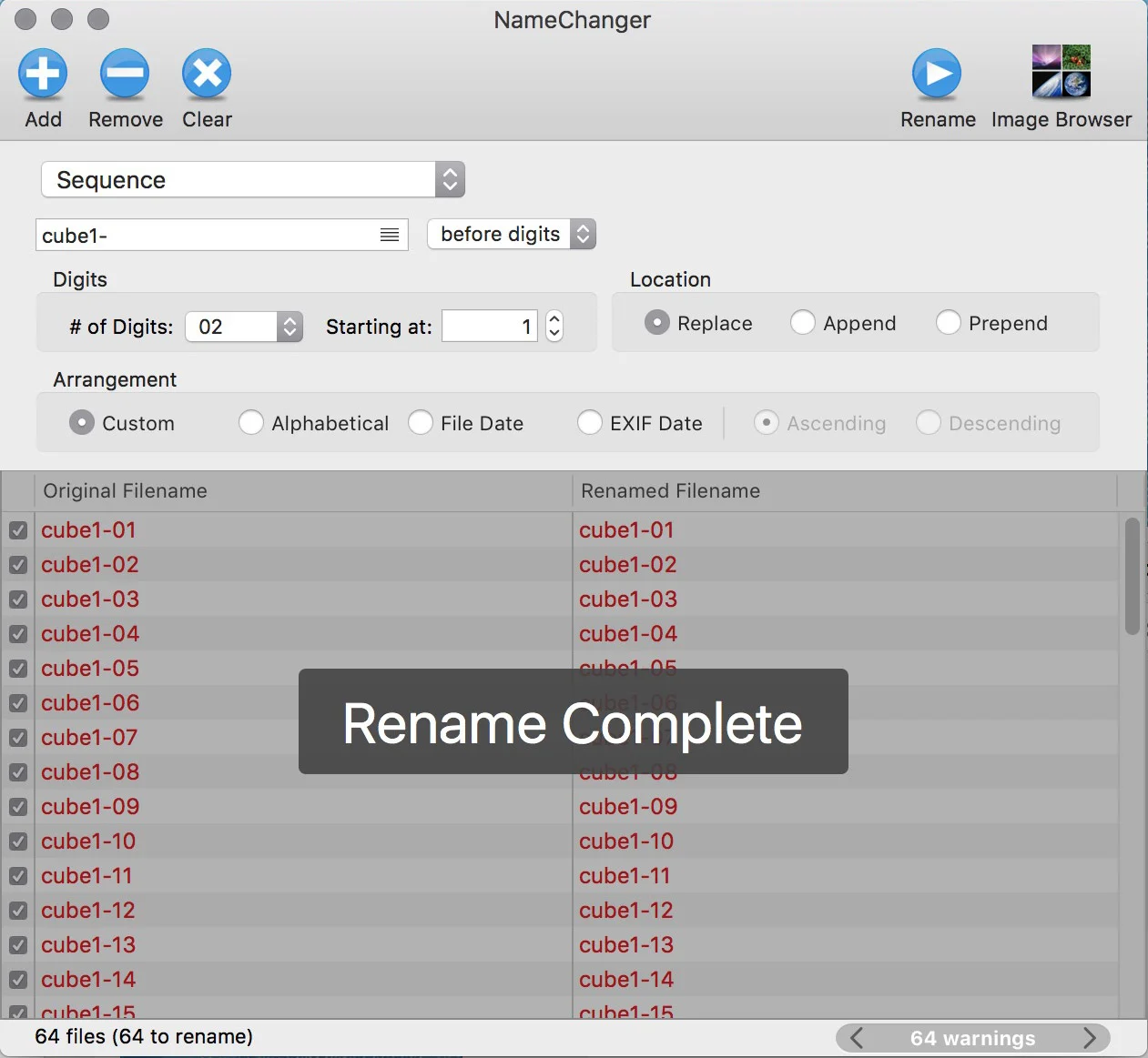 figure #15: Rename Complete