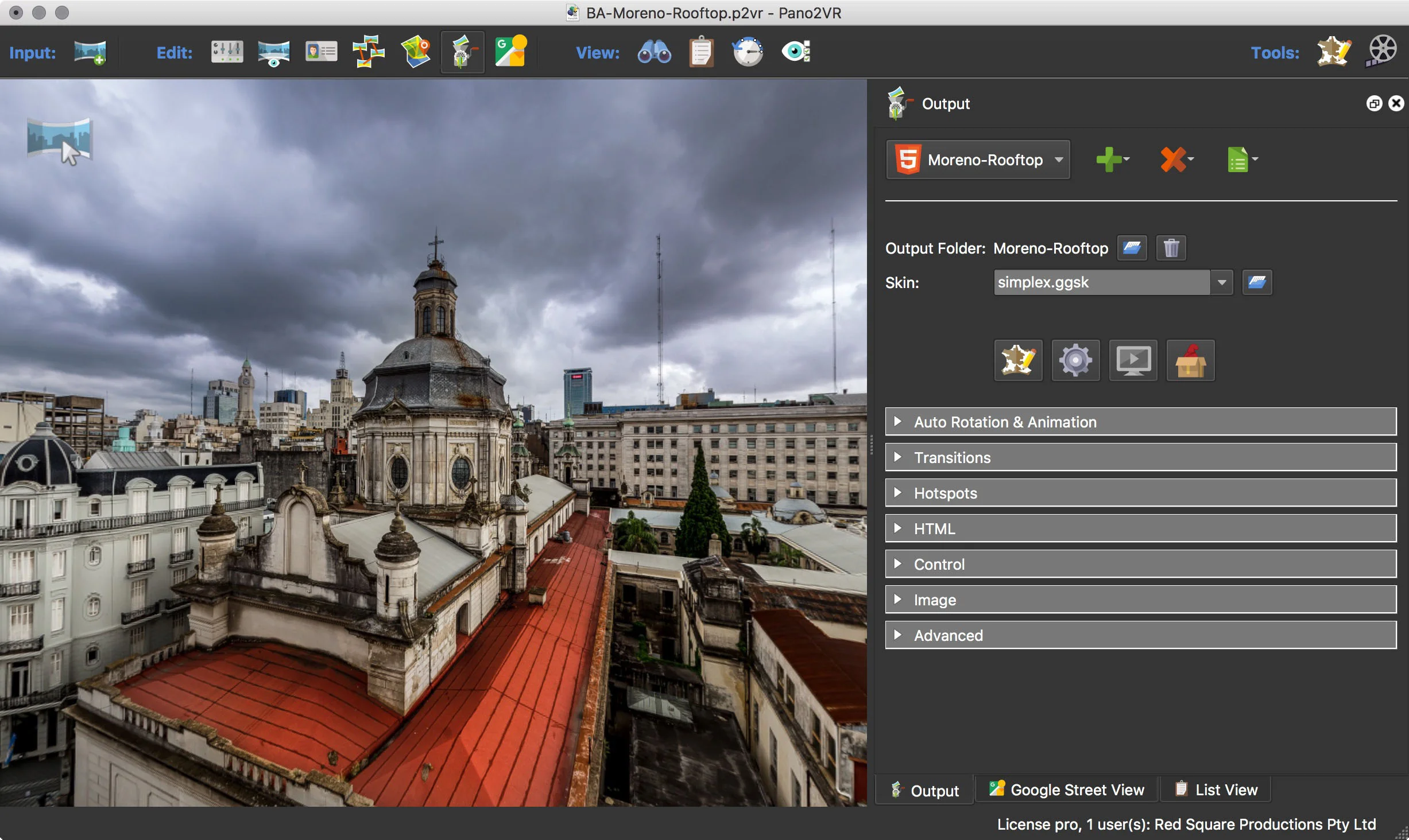 figure #1: Pano2VR V5 interface