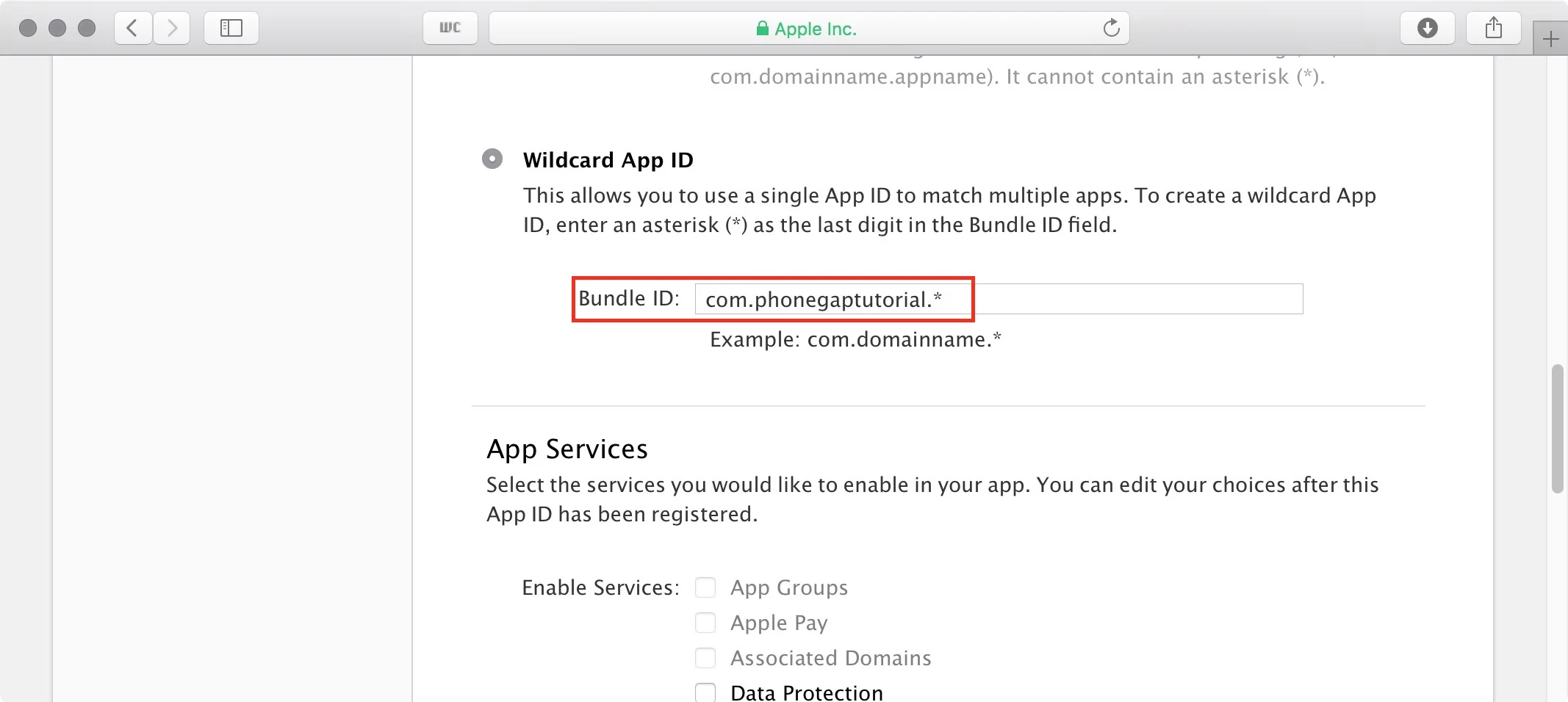 figure #35: Wildcard App ID