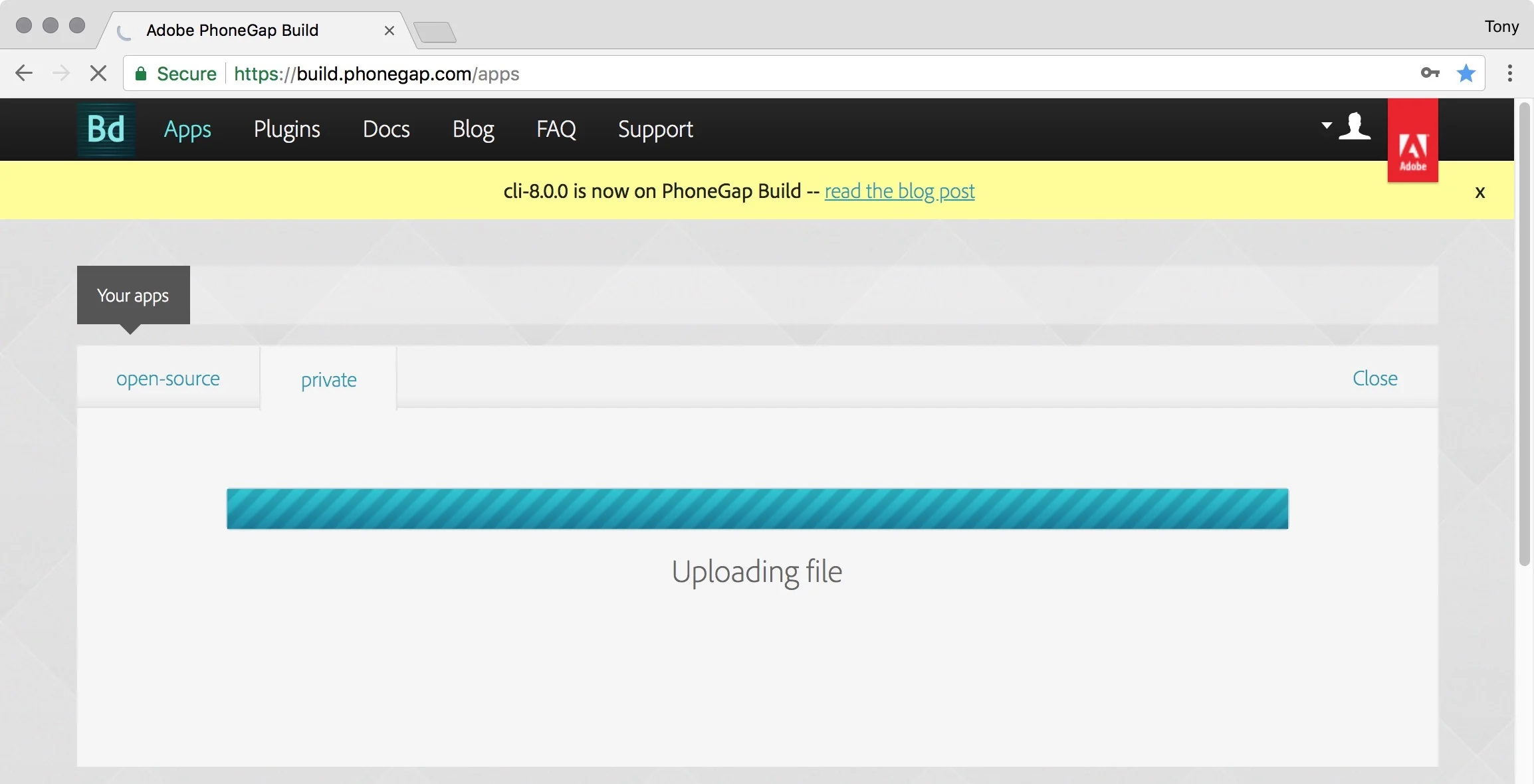 figure #6: Uploading the myapp_p2vr.zip file