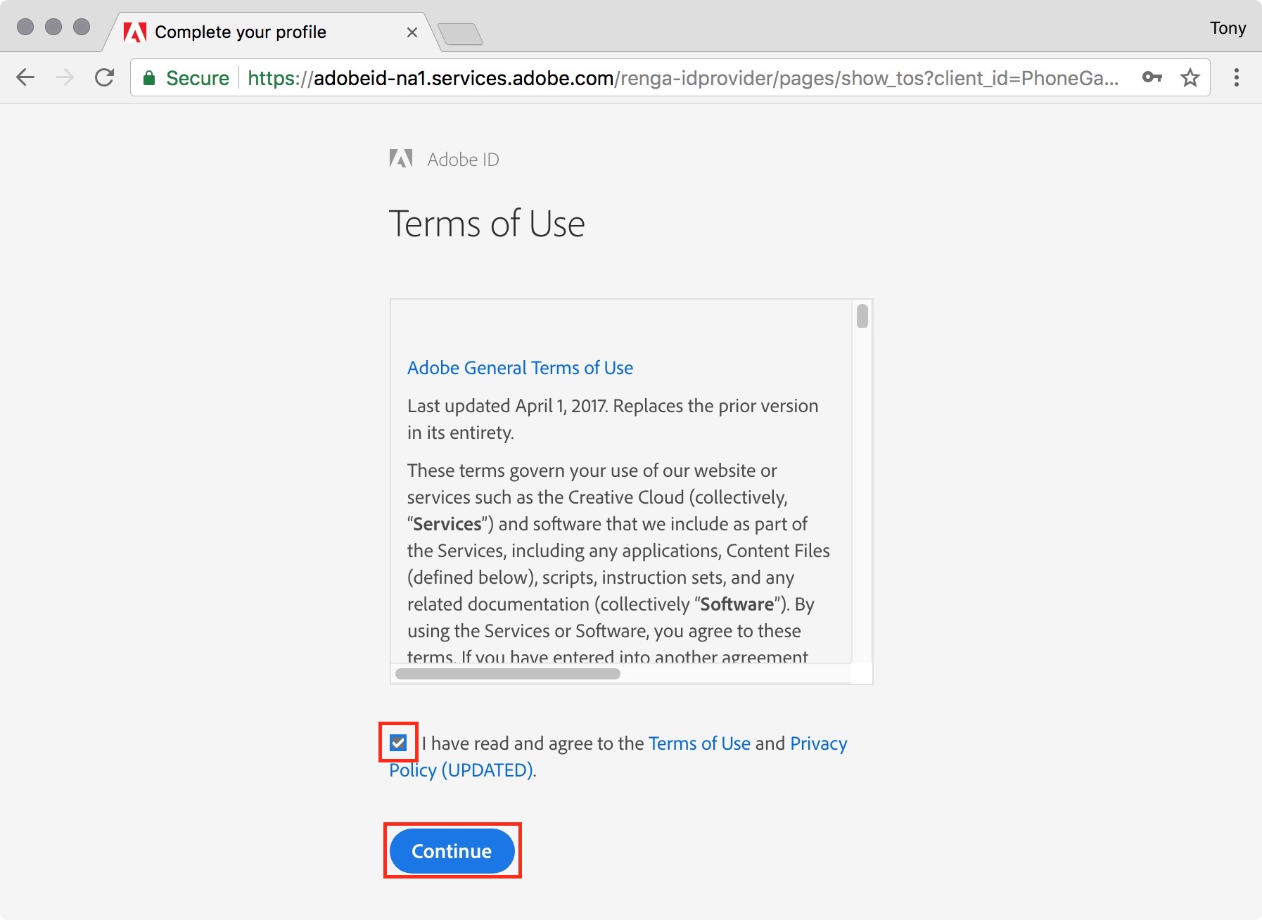 figure #13: Terms of Use