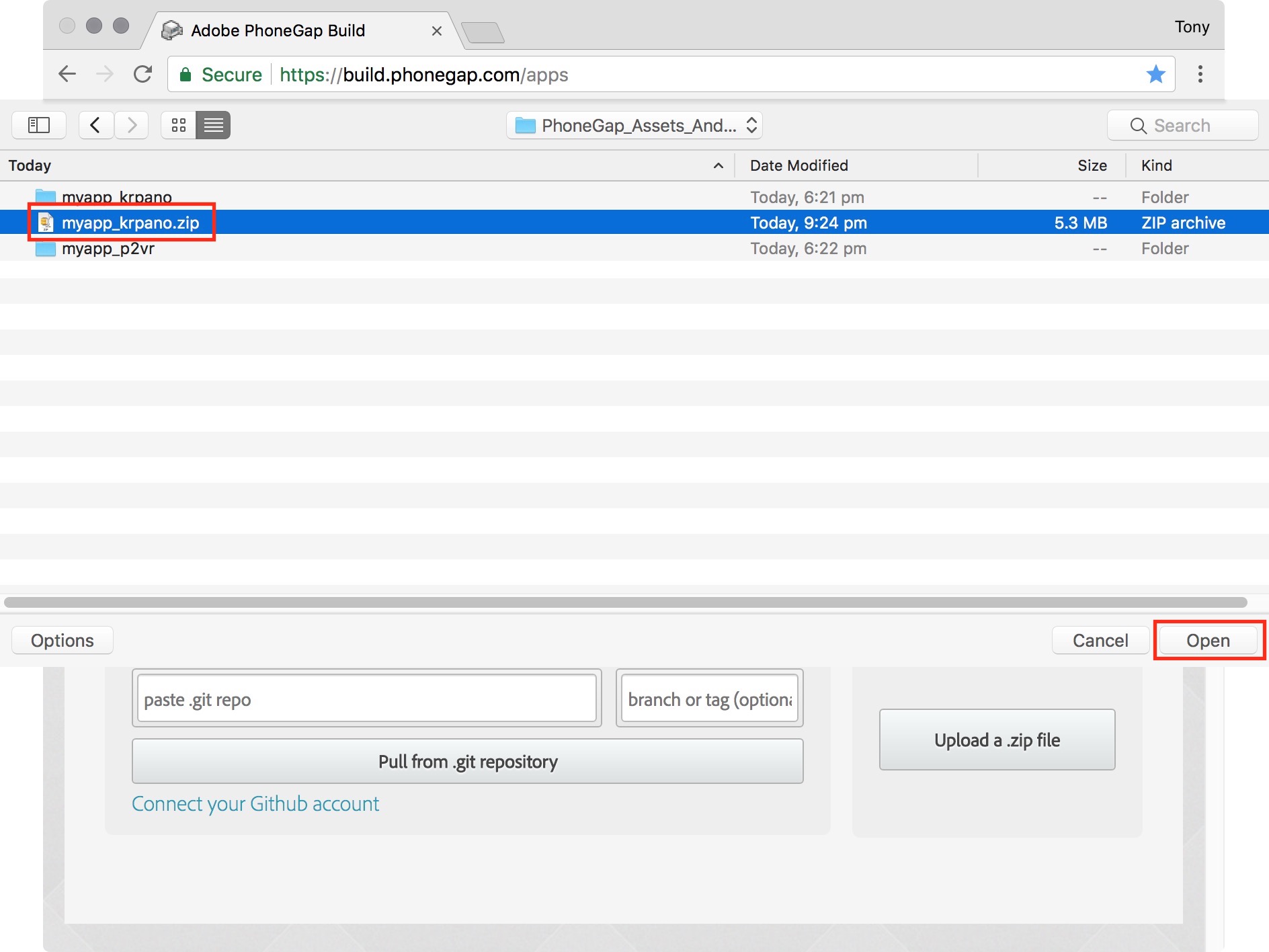 figure #16: Select your .zip file