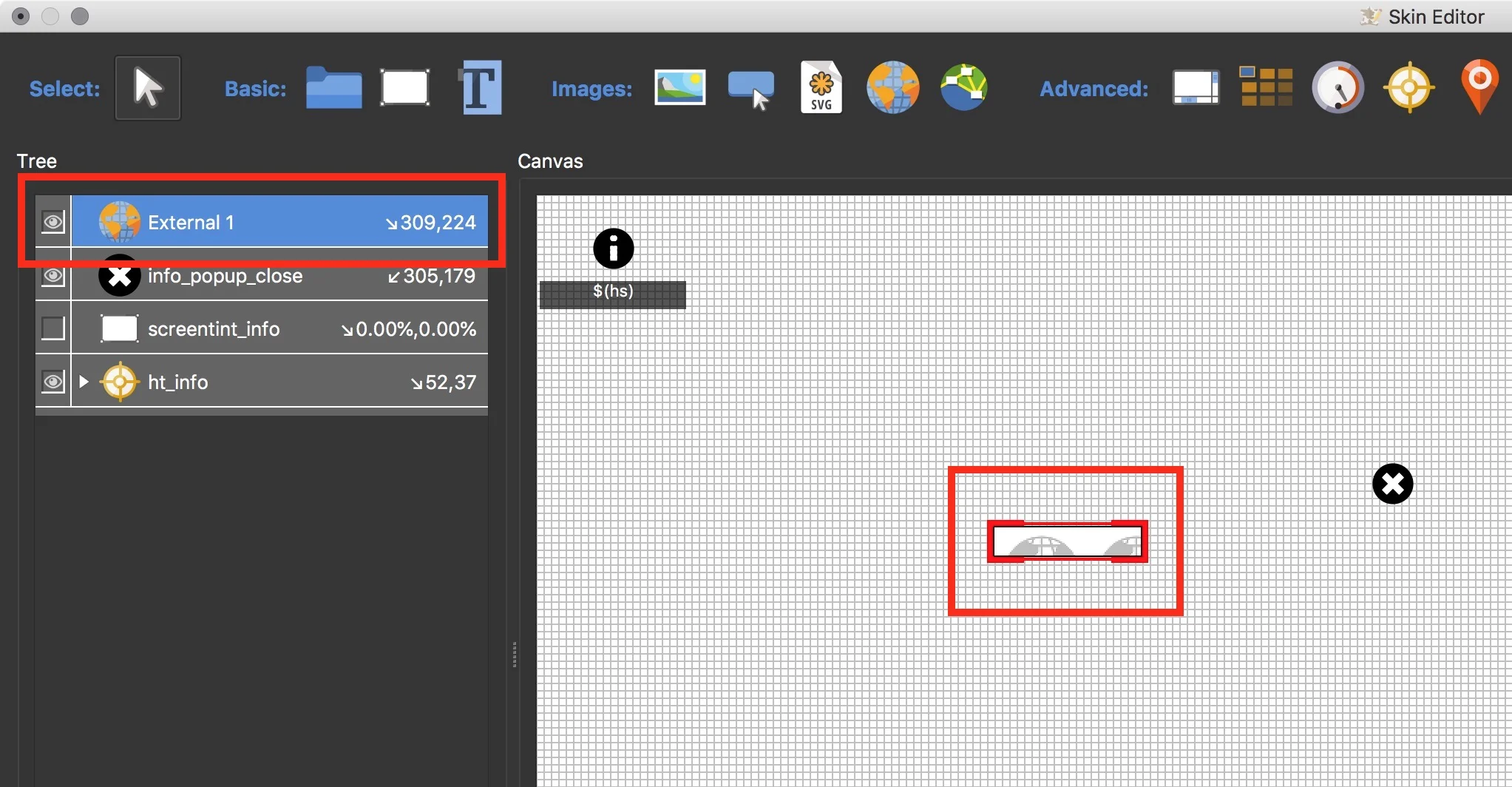 Figure #19: External Element in canvas