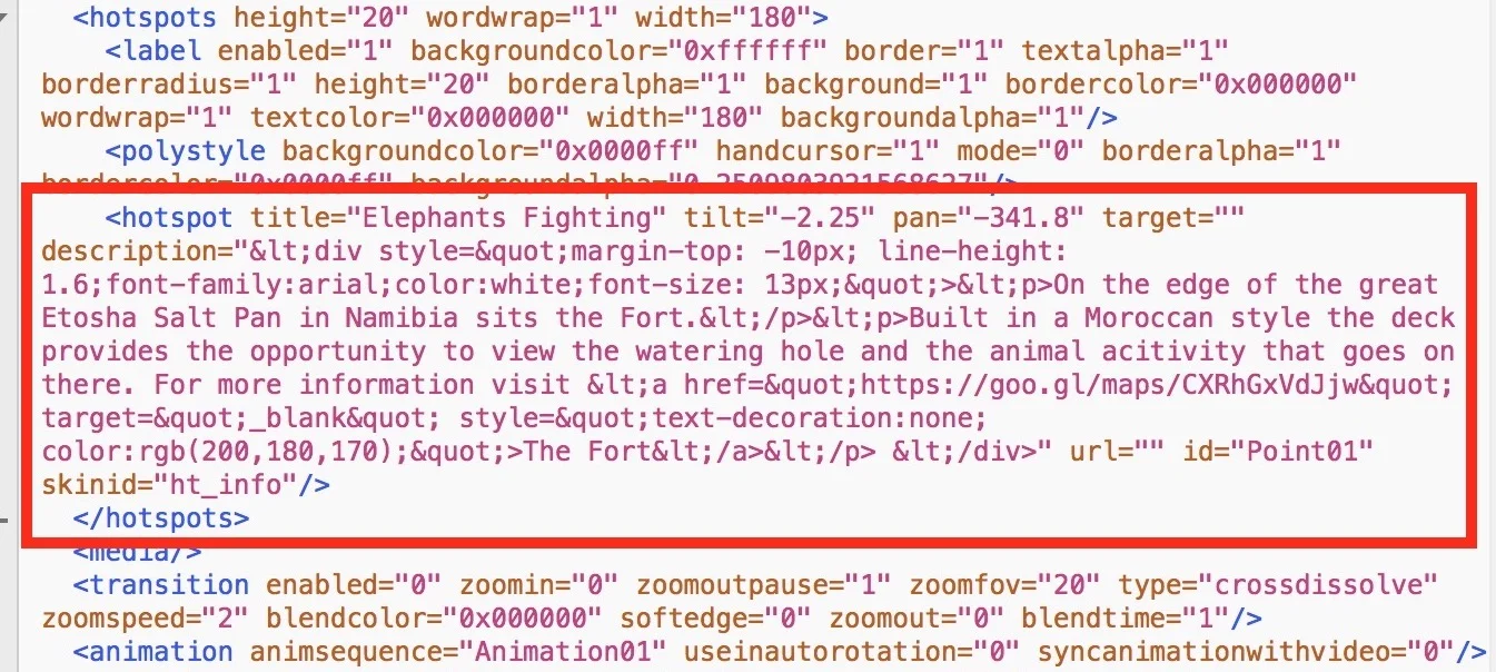 Figure #44: pano.xml hotspot entry