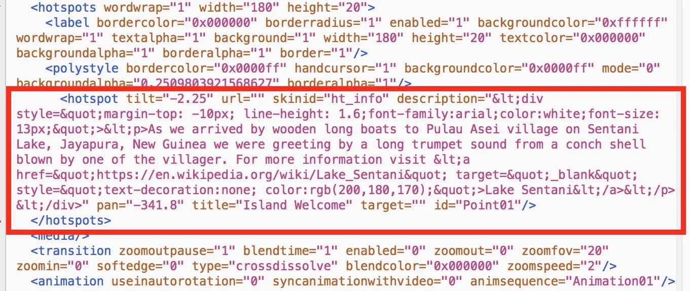 Figure #45: pano.xml with updated title and description