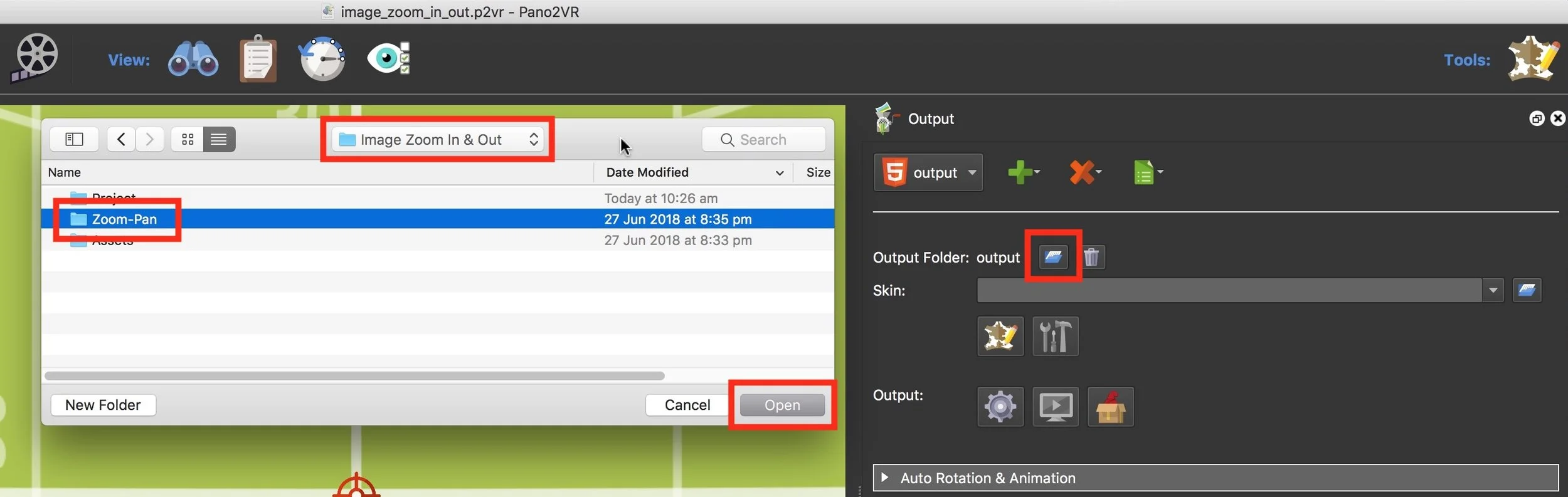 Figure #9: Selecting and setting the Output Folder