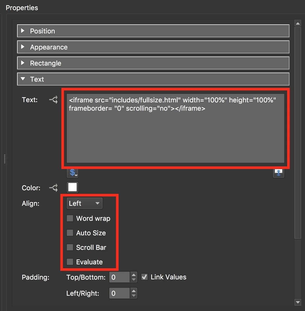 Figure #24: info_text_body Text Settings