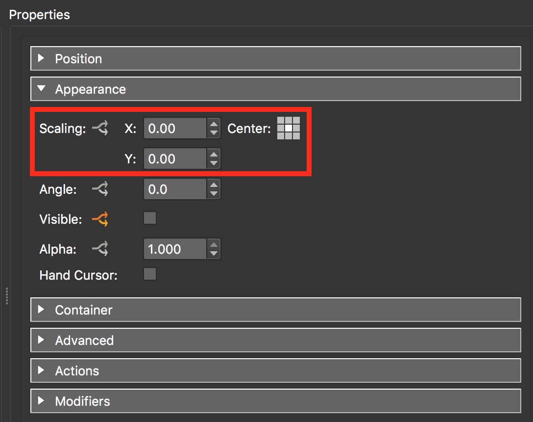 Figure #20: information container Scale settings