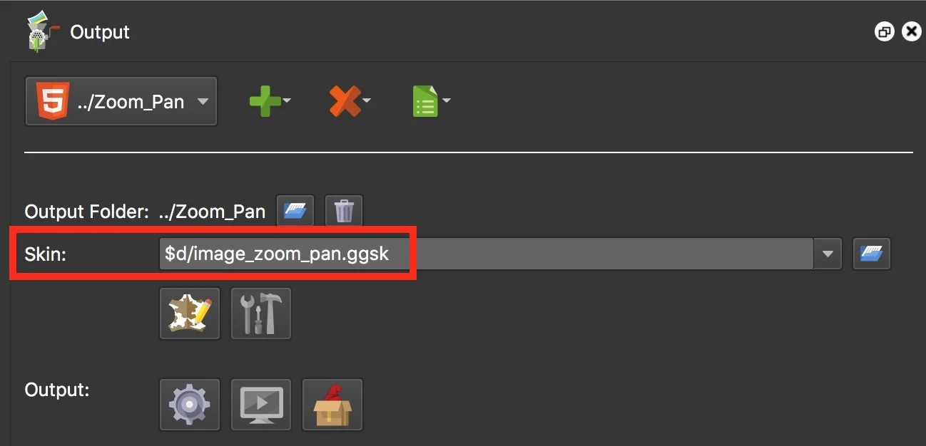 Figure #16: Skin location added to the Output panel