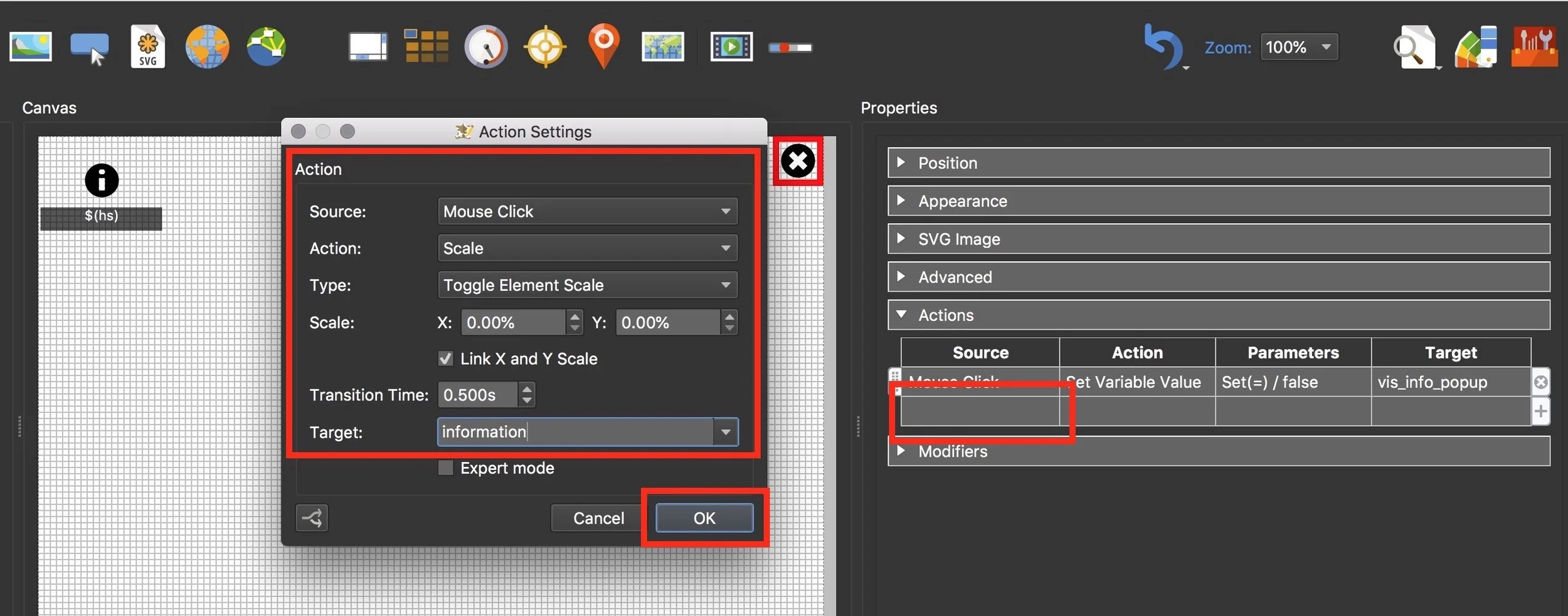 Figure #22 Set new info_popup_close action