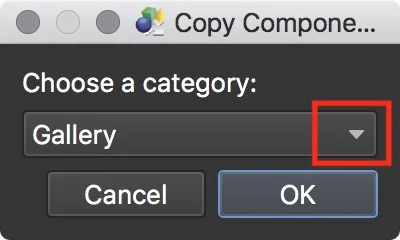 Figure #12: Copy Component window & dropdown menu