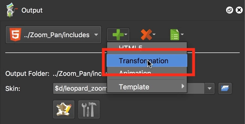 Figure #17: Select 'Transformation'