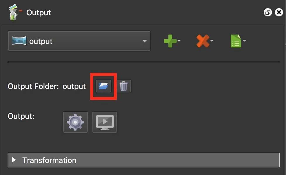 Figure #18: Add Output Folder button