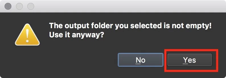 Figure #33: Warning dialog