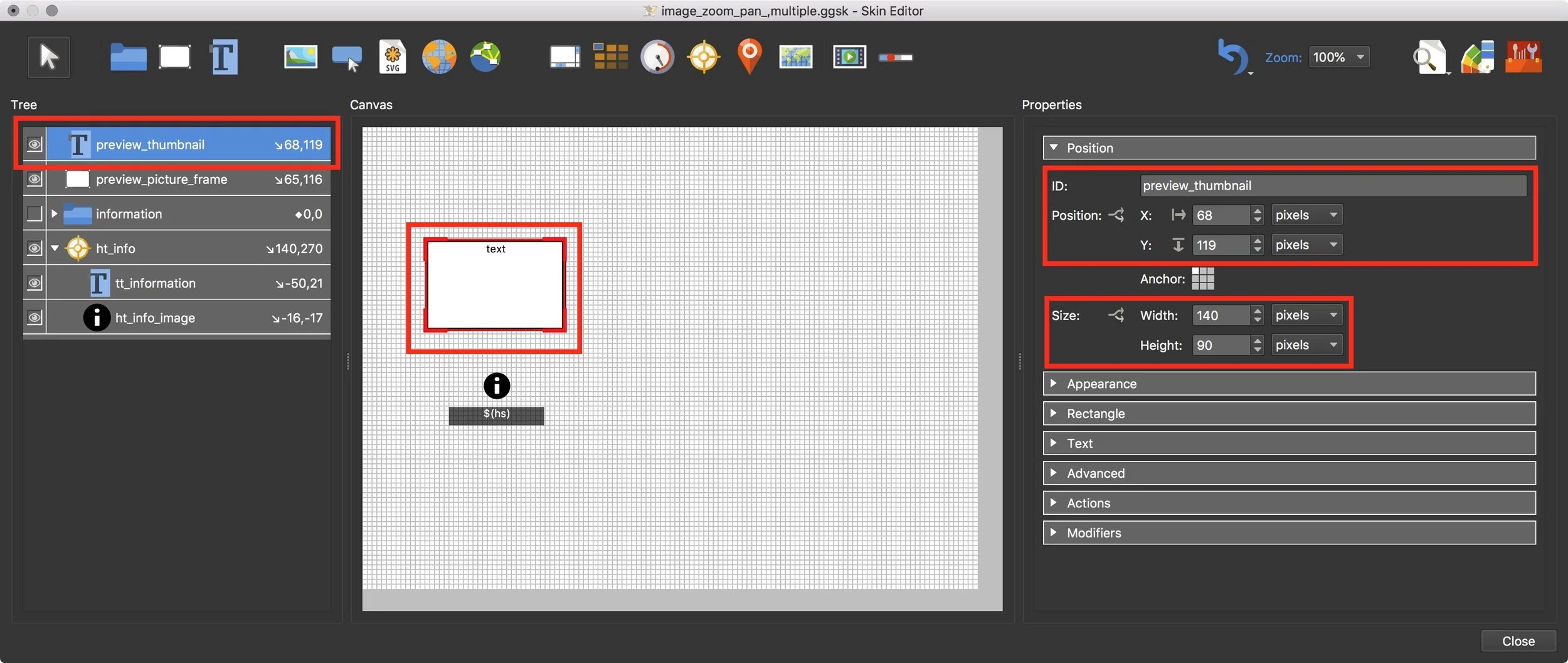 Figure #19: text field settings