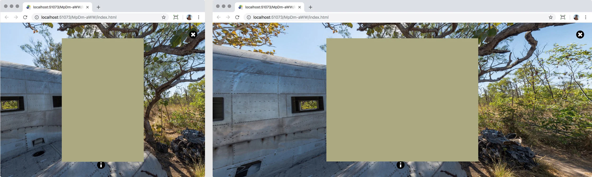 Figure #10: ‘info_text_body’ element resizing as the browser window resizes