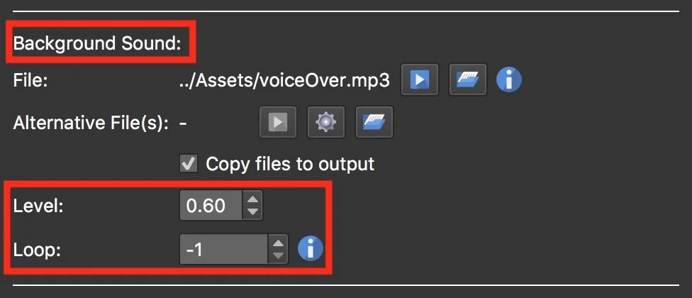 Figure #8: Background sound parameters