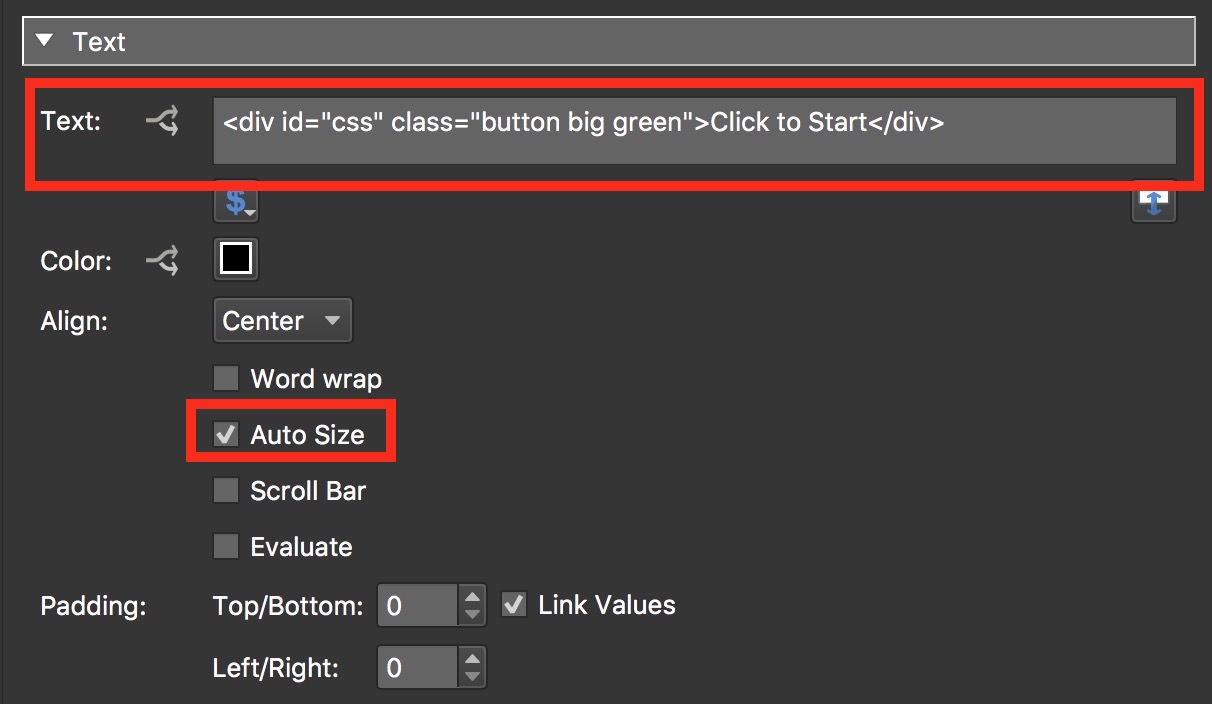 Figure #17: CSS code to create the start button