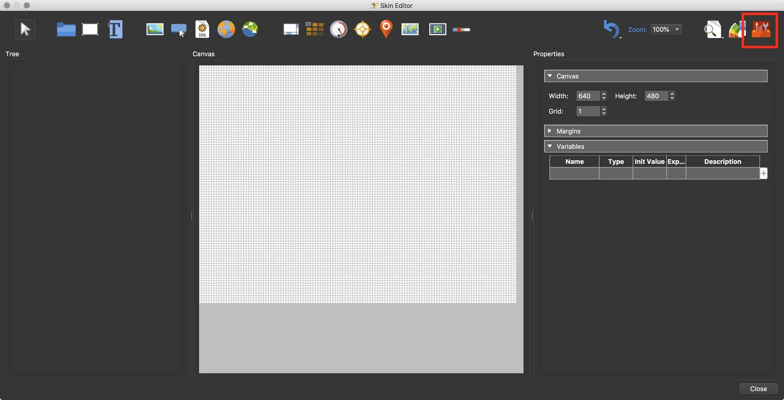 Figure #8: Skin Editor and Components Toolbox button