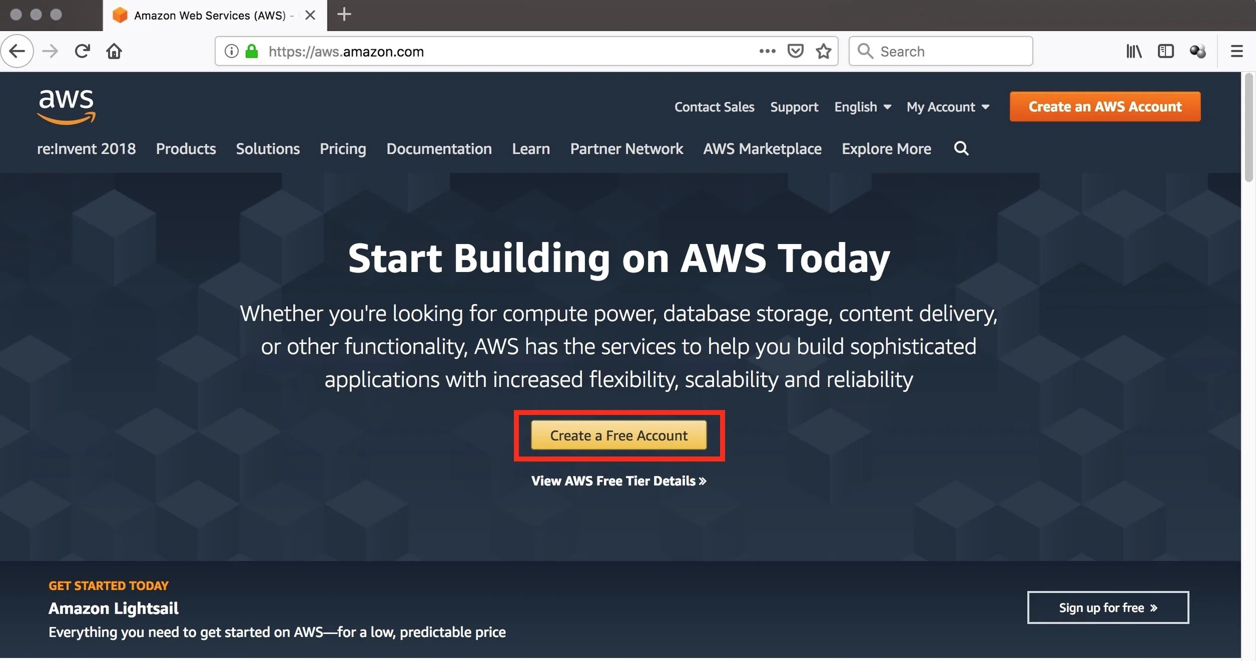 figure #1: Amazon S3 Homepage