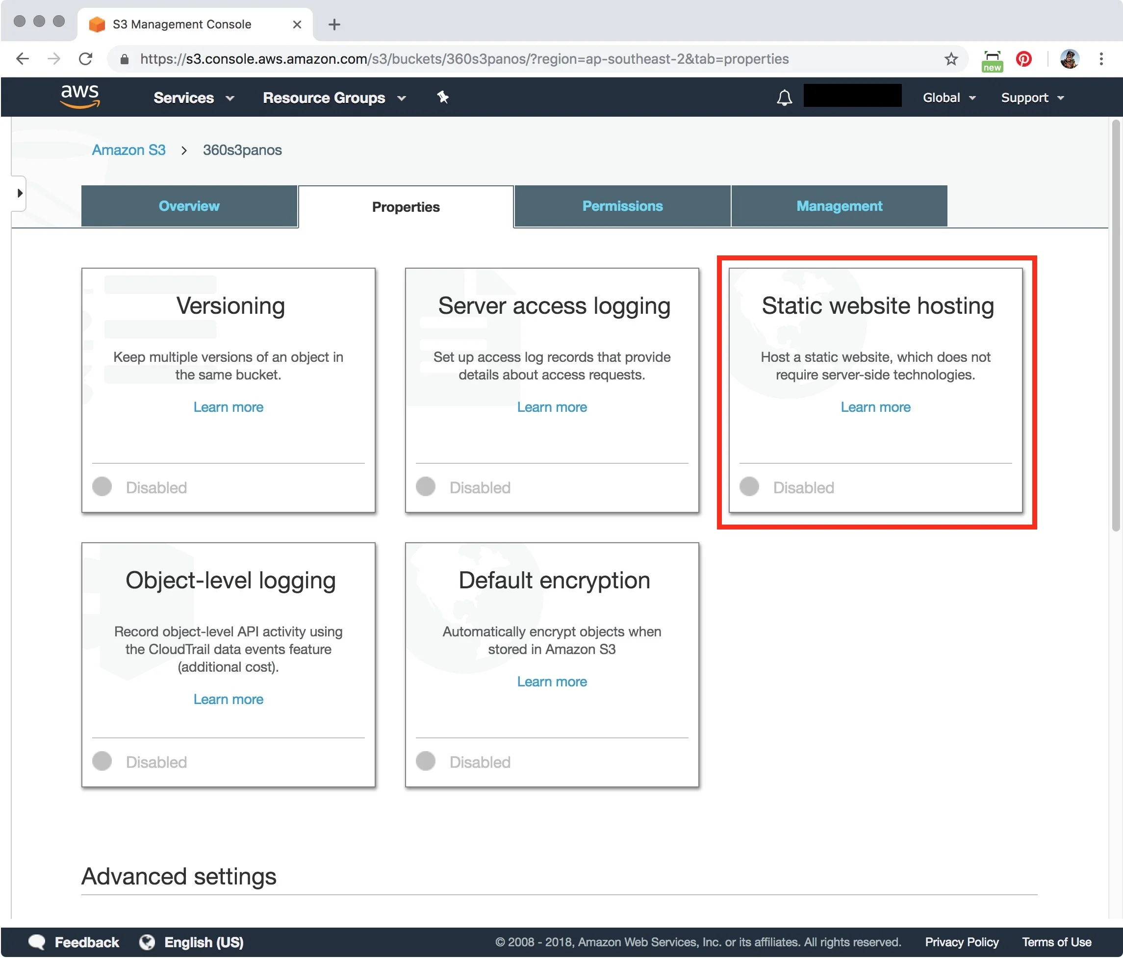 Figure #17: Properties settings