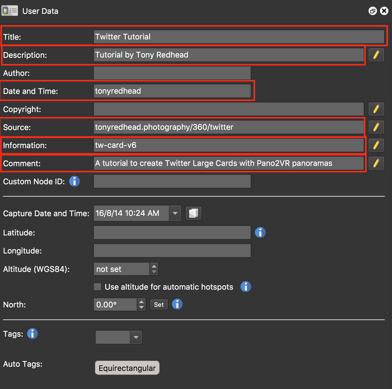 Figure #4: User Data Information to be applied to the html file