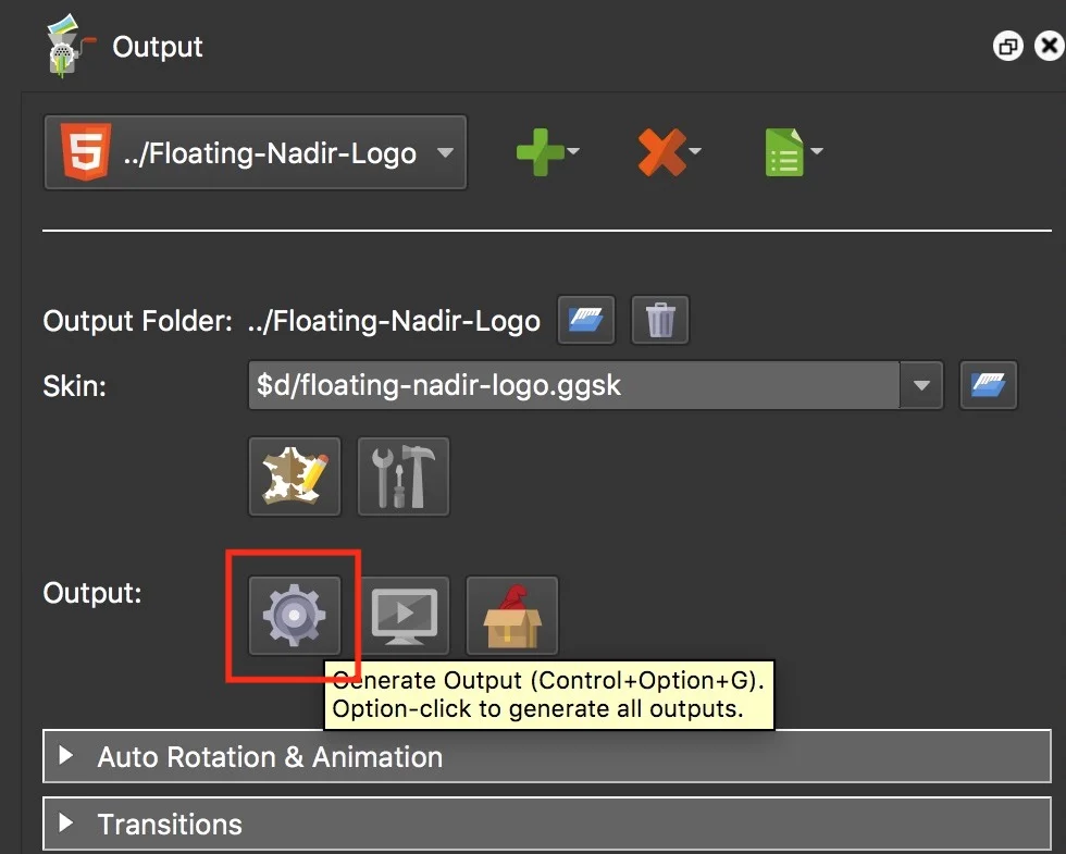 Figure #13: Generate Output button