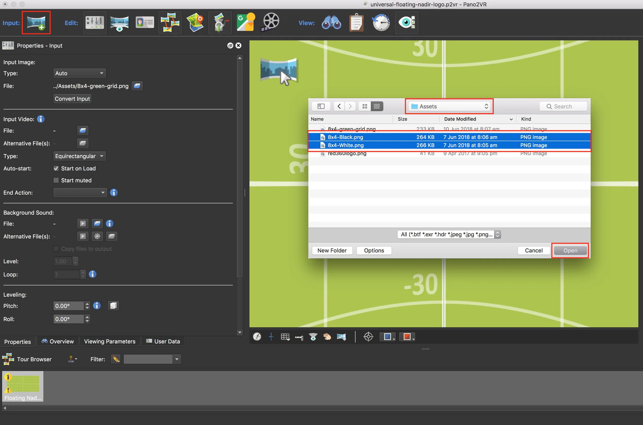 Figure #2: Locate and open two new panoramas