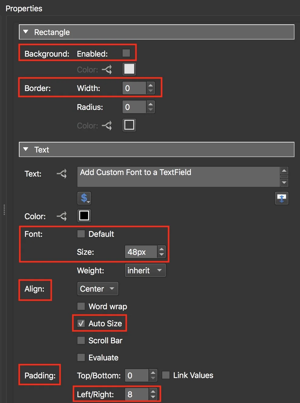 Figure #12: Text field styling