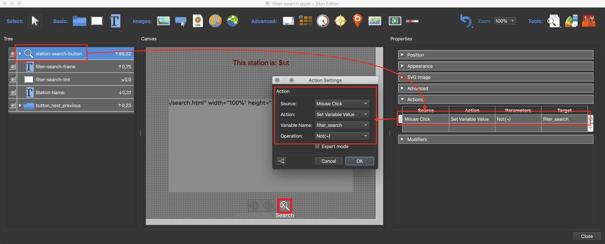 Figure #11: Search button Action