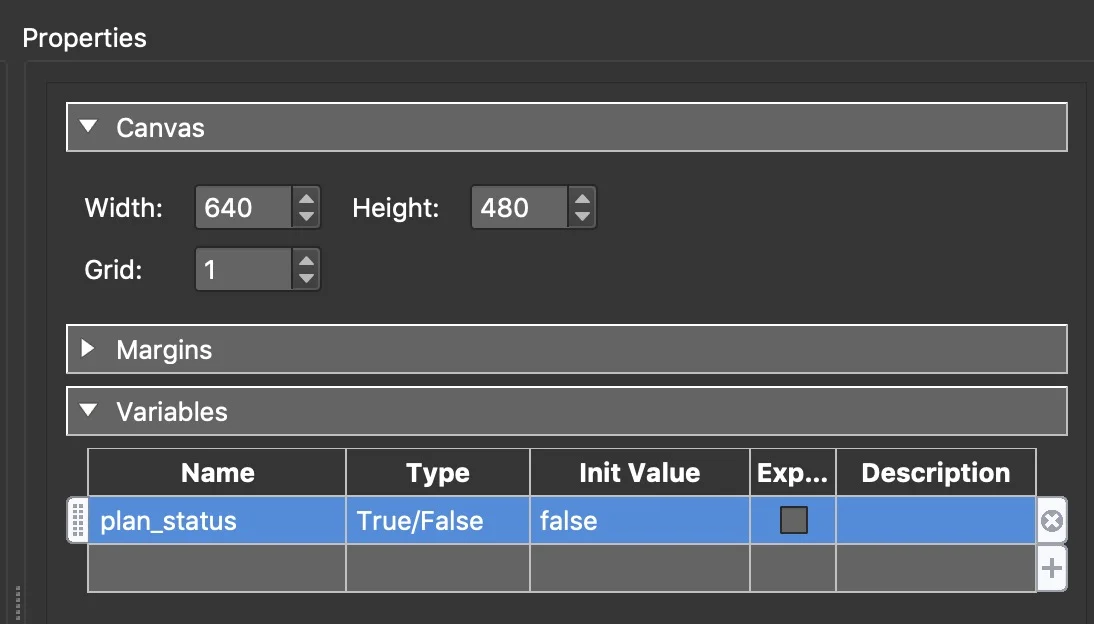 Figure #3: Variable settings