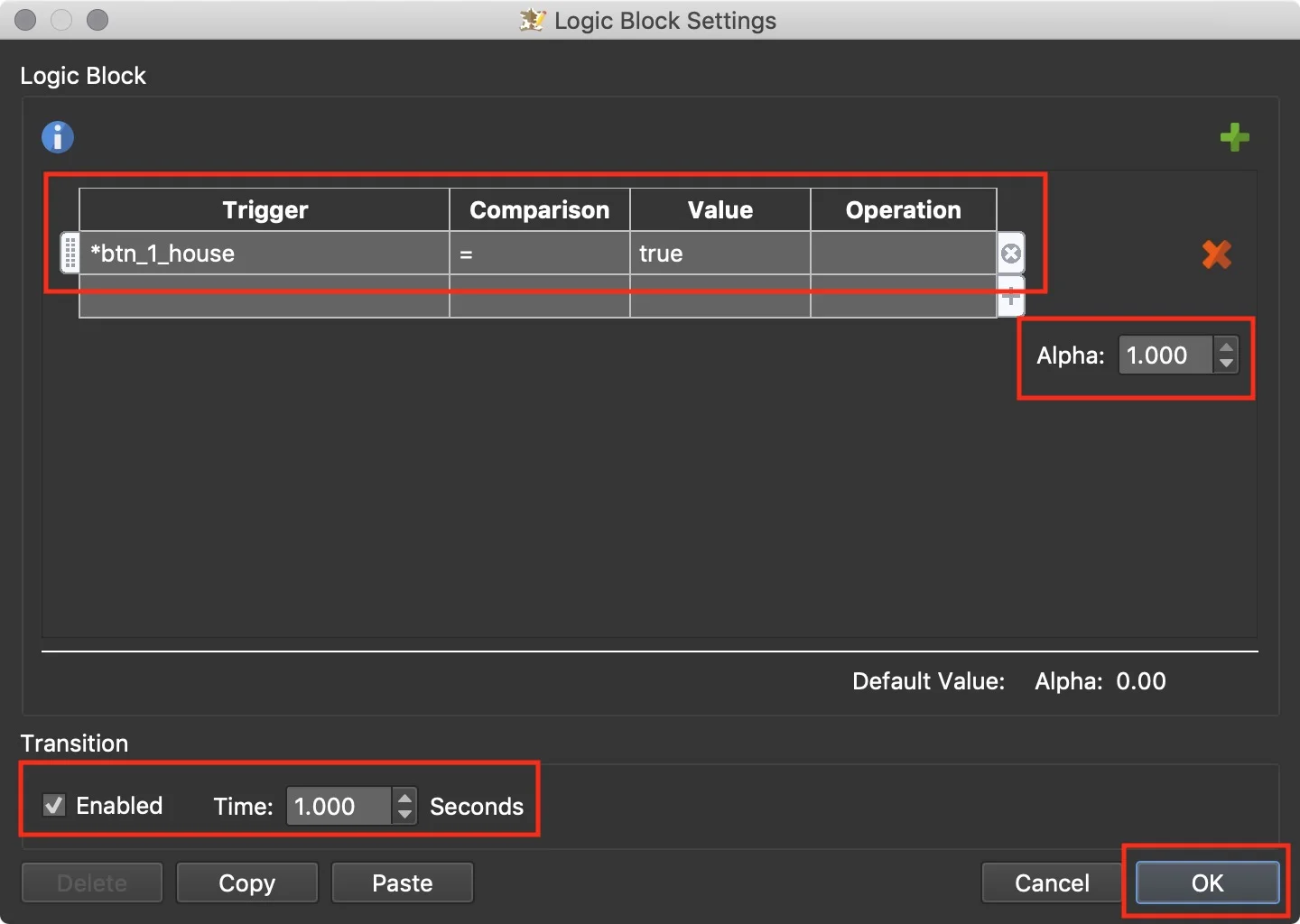 Figure #8: Logic Block for the Alpha value of container 1-House